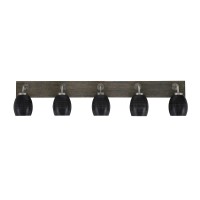 Oxbridge 5 Light Bath Bar In Graphite & Painted Distressed Wood-Look Metal Finish With 5