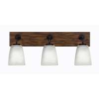 Oxbridge 3 Light Bath Bar In Matte Black & Painted Wood-Look Metal Finish With 4.5