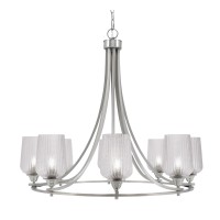 Paramount Uplight, 8 Light, Chandelier In Brushed Nickel Finish With 5