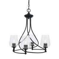 Capri Uplight, 4 Light, Chandelier Shown In Matte Black Finish With 5