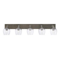 Oxbridge 5 Light Bath Bar In Graphite & Painted Distressed Wood-Look Metal Finish With 6