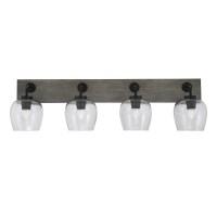 Oxbridge 4 Light Bath Bar In Matte Black & Painted Distressed Wood-Look Metal Finish With 6