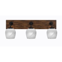 Oxbridge 3 Light Bath Bar In Matte Black & Painted Wood-Look Metal Finish With 6