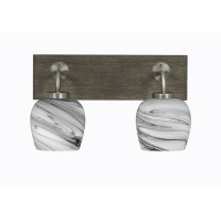 Oxbridge 2 Light Bath Bar In Graphite & Painted Distressed Wood-Look Metal Finish With 6