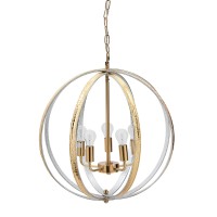 Stylize your interiors like never before with this unique and absolutely gorgeous chandelier The intersecting coiled spherical frame adds visual depth and intrigue to this piece Accommodating five lights this chandelier will light up the room and serve as