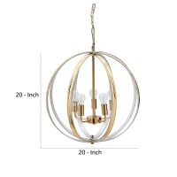 Stylize your interiors like never before with this unique and absolutely gorgeous chandelier The intersecting coiled spherical frame adds visual depth and intrigue to this piece Accommodating five lights this chandelier will light up the room and serve as