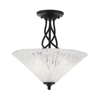 Capri 3 Bulb Semi-Flush Shown In Matte Black Finish With 16