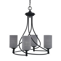 Capri Uplight, 4 Light, Chandelier Shown In Matte Black Finish With 4