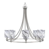 Paramount Uplight, 8 Light, Chandelier In Brushed Nickel Finish With 4