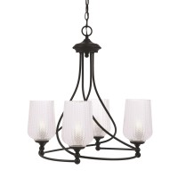 Capri Uplight, 4 Light, Chandelier Shown In Matte Black Finish With 5