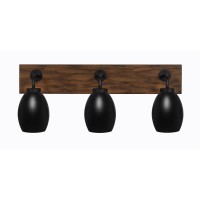 Oxbridge 3 Light Bath Bar In Matte Black & Painted Wood-Look Metal Finish With 5