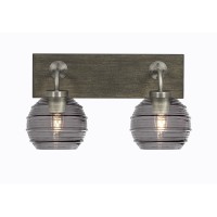 Oxbridge 2 Light Bath Bar In Graphite & Painted Distressed Wood-Look Metal Finish With 6