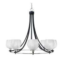 Paramount Uplight, 8 Light, Chandelier In Matte Black & Brushed Nickel Finish With 6