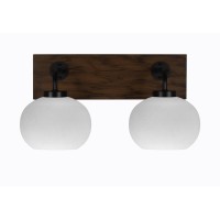 Oxbridge 2 Light Bath Bar In Matte Black & Painted Wood-Look Metal Finish With 7