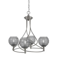 Capri Uplight, 4 Light, Chandelier Shown In Brushed Nickel Finish With 6