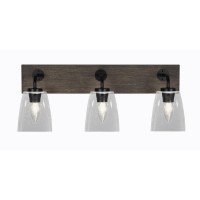 Oxbridge 3 Light Bath Bar In Matte Black & Painted Distressed Wood-Look Metal Finish With 4.5