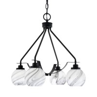 Odyssey Downlight, 4 Light, Chandelier In Matte Black Finish With 5.75