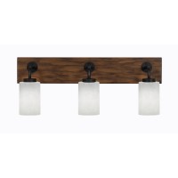 Oxbridge 3 Light Bath Bar In Matte Black & Painted Wood-Look Metal Finish With 4