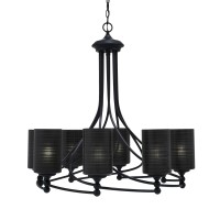 Capri Uplight, 8 Light, Chandelier Shown In Matte Black Finish With 4