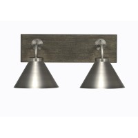 Oxbridge 2 Light Bath Bar In Graphite & Painted Distressed Wood-Look Metal Finish With 7