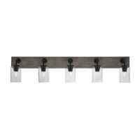 Oxbridge 5 Light Bath Bar In Matte Black & Painted Distressed Wood-Look Metal Finish With 4