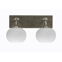 Oxbridge 2 Light Bath Bar In Graphite & Painted Distressed Wood-Look Metal Finish With 7