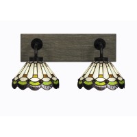 Oxbridge 2 Light Bath Bar In Matte Black & Painted Distressed Wood-Look Metal Finish With 7