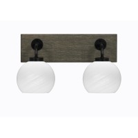 Oxbridge 2 Light Bath Bar In Matte Black & Painted Distressed Wood-Look Metal Finish With 5.75