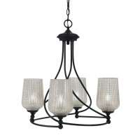 Capri Uplight, 4 Light, Chandelier Shown In Matte Black Finish With 5