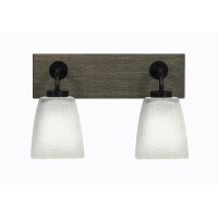 Oxbridge 2 Light Bath Bar In Matte Black & Painted Distressed Wood-Look Metal Finish With 4.5