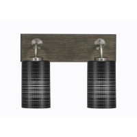 Oxbridge 2 Light Bath Bar In Graphite & Painted Distressed Wood-Look Metal Finish With 4