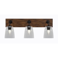 Oxbridge 3 Light Bath Bar In Matte Black & Painted Wood-Look Metal Finish With 4.5