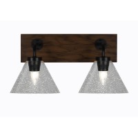 Oxbridge 2 Light Bath Bar In Matte Black & Painted Wood-Look Metal Finish With 7