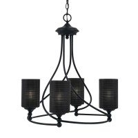 Capri Uplight, 4 Light, Chandelier Shown In Matte Black Finish With 4