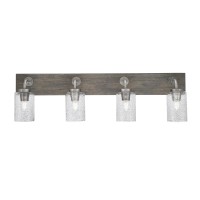 Oxbridge 4 Light Bath Bar In Graphite & Painted Distressed Wood-Look Metal Finish With 4