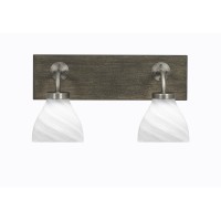 Oxbridge 2 Light Bath Bar In Graphite & Painted Distressed Wood-Look Metal Finish With 6.25