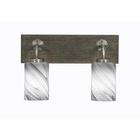 Oxbridge 2 Light Bath Bar In Graphite & Painted Distressed Wood-Look Metal Finish With 4