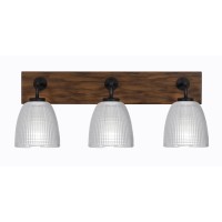 Oxbridge 3 Light Bath Bar In Matte Black & Painted Wood-Look Metal Finish With 5