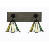 Oxbridge 2 Light Bath Bar In Matte Black & Painted Distressed Wood-Look Metal Finish With 7