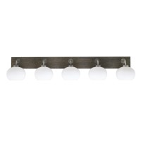 Oxbridge 5 Light Bath Bar In Graphite & Painted Distressed Wood-Look Metal Finish With 7