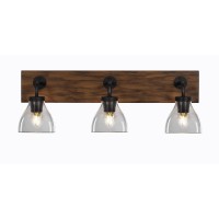 Oxbridge 3 Light Bath Bar In Matte Black & Painted Wood-Look Metal Finish With 6.25