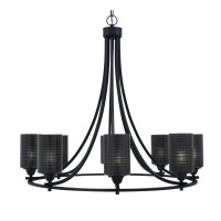 Paramount Uplight, 8 Light, Chandelier In Matte Black Finish With 4