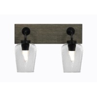 Oxbridge 2 Light Bath Bar In Matte Black & Painted Distressed Wood-Look Metal Finish With 5