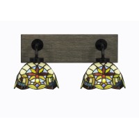 Oxbridge 2 Light Bath Bar In Matte Black & Painted Distressed Wood-Look Metal Finish With 7