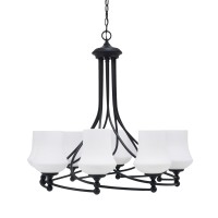 Capri Uplight, 8 Light, Chandelier Shown In Matte Black Finish With 5.5