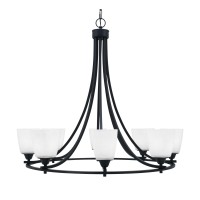 Paramount Uplight, 8 Light, Chandelier In Matte Black Finish With 4.5