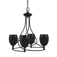 Capri Uplight, 4 Light, Chandelier Shown In Matte Black Finish With 5