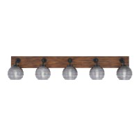 Oxbridge 5 Light Bath Bar In Matte Black & Painted Wood-Look Metal Finish With 6