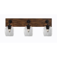 Oxbridge 3 Light Bath Bar In Matte Black & Painted Wood-Look Metal Finish With 6