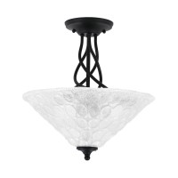 Capri 3 Bulb Semi-Flush Shown In Matte Black Finish With 16